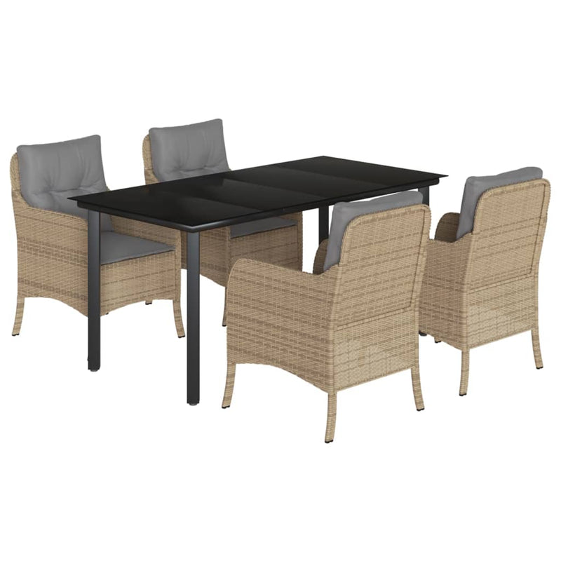 Set mobilier de grădină cu perne, 5 piese, bej, poliratan