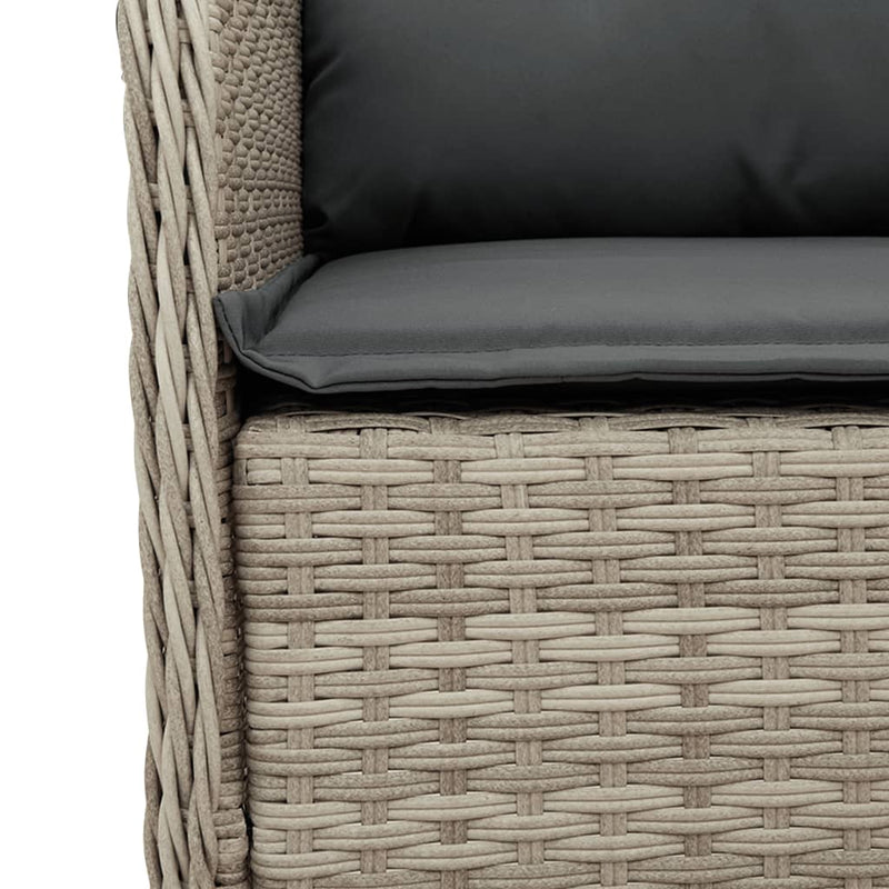 Set mobilier de grădină cu perne, 3 piese,gri deschis,poliratan