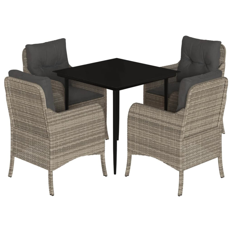 Set mobilier de grădină cu perne, 5 piese gri deschis poliratan