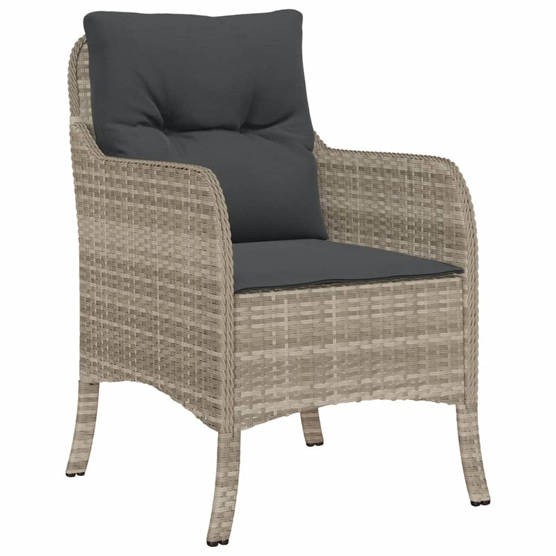 Set mobilier de grădină cu perne, 5 piese gri deschis poliratan