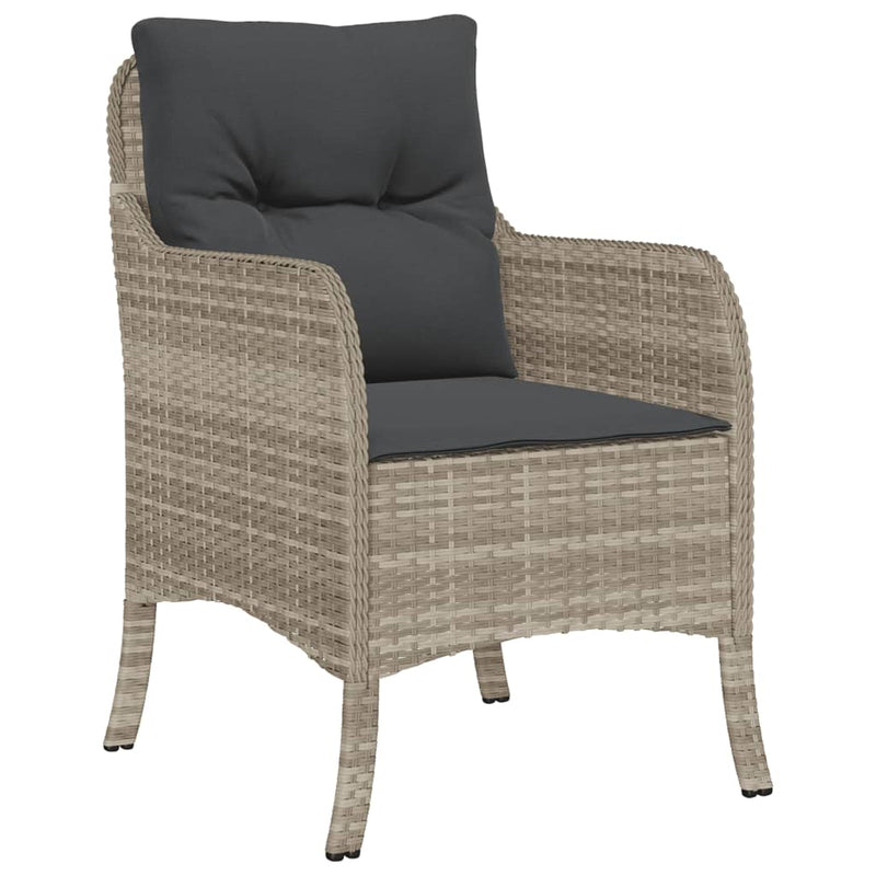 Set mobilier de grădină cu perne, 7 piese gri deschis poliratan