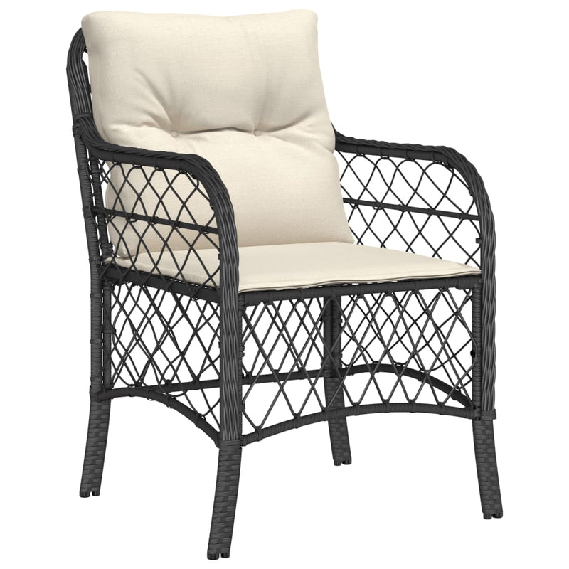Set mobilier de grădină cu perne, 9 piese, negru, poliratan