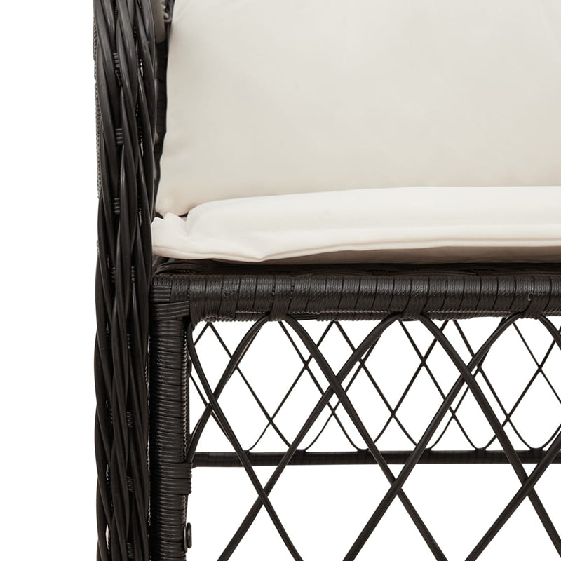 Set mobilier de grădină cu perne, 9 piese, negru, poliratan
