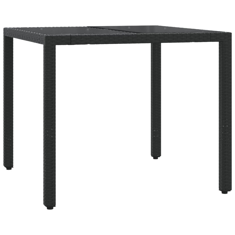 Set bistro cu perne, 3 piese, negru, poliratan