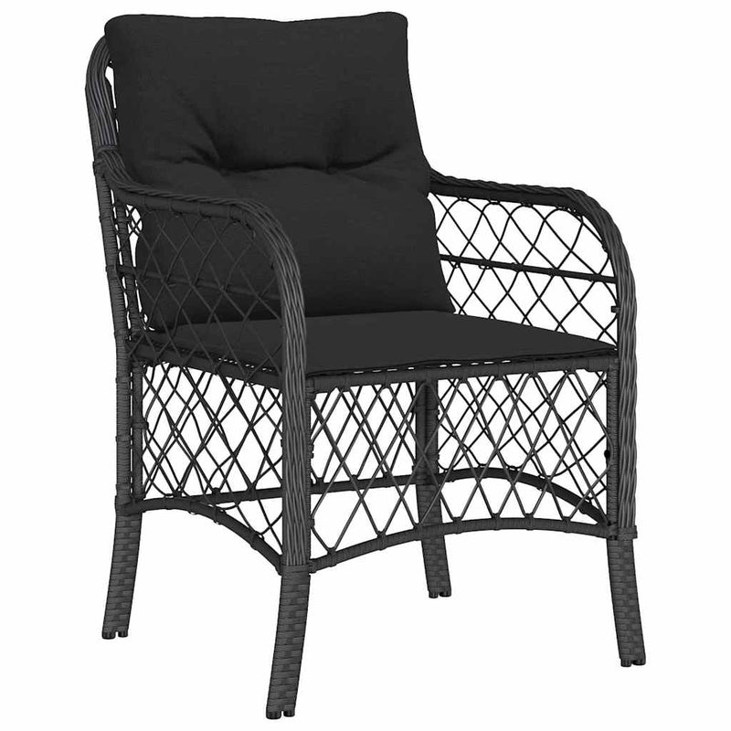 Set mobilier de grădină cu perne, 5 piese, negru, poliratan