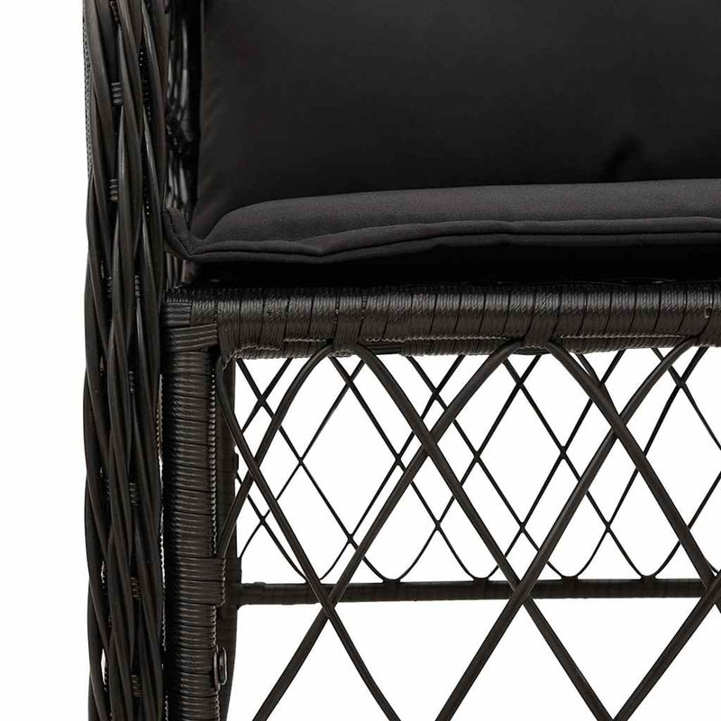 Set mobilier de grădină cu perne, 5 piese, negru, poliratan