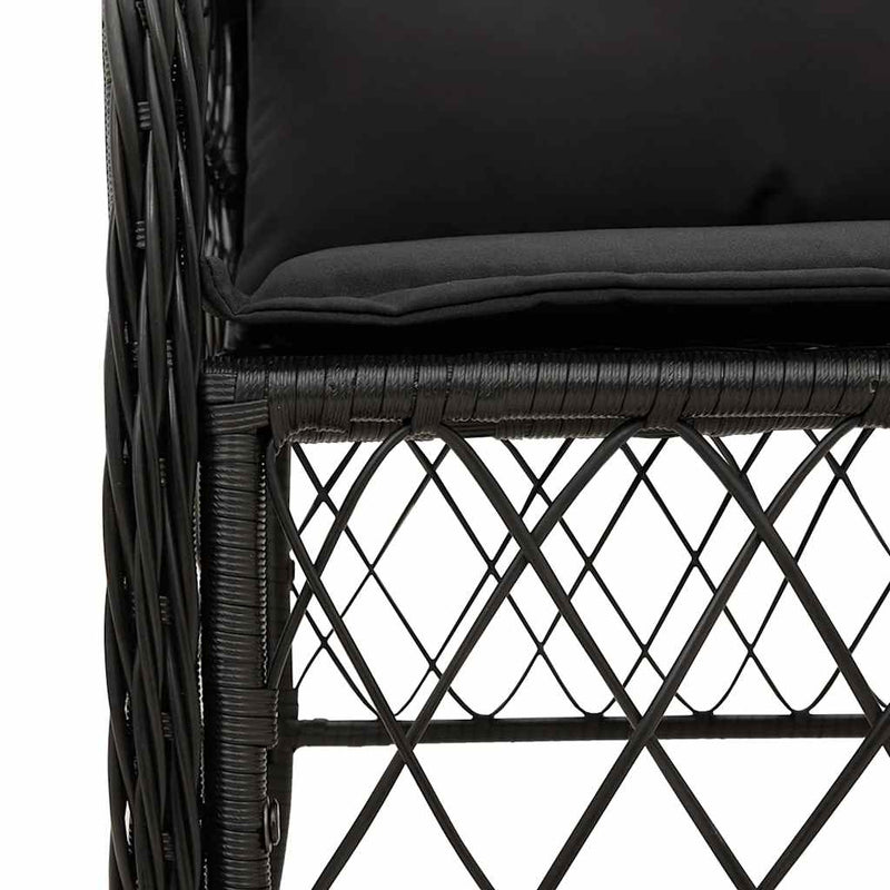 Set mobilier de grădină cu perne, 9 piese, negru, poliratan