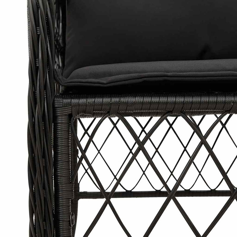 Set mobilier de grădină cu perne, 7 piese, negru, poliratan