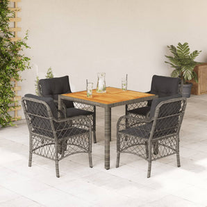 Set mobilier de grădină cu perne, 5 piese, gri, poliratan