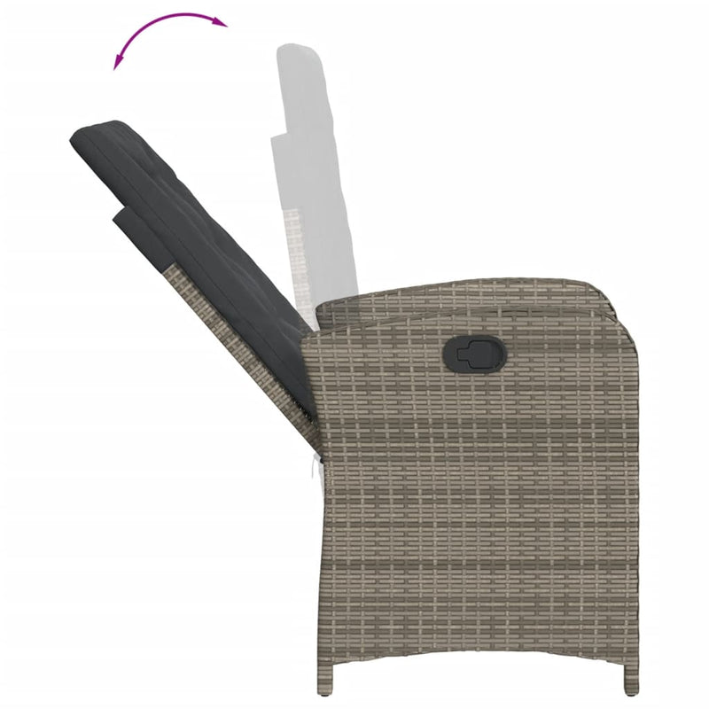 Set mobilier de grădină cu perne, 5 piese, gri, poliratan