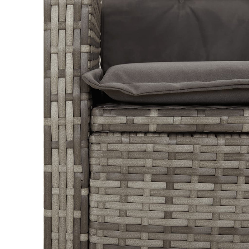 Set mobilier de grădină cu perne, 5 piese, gri, poliratan