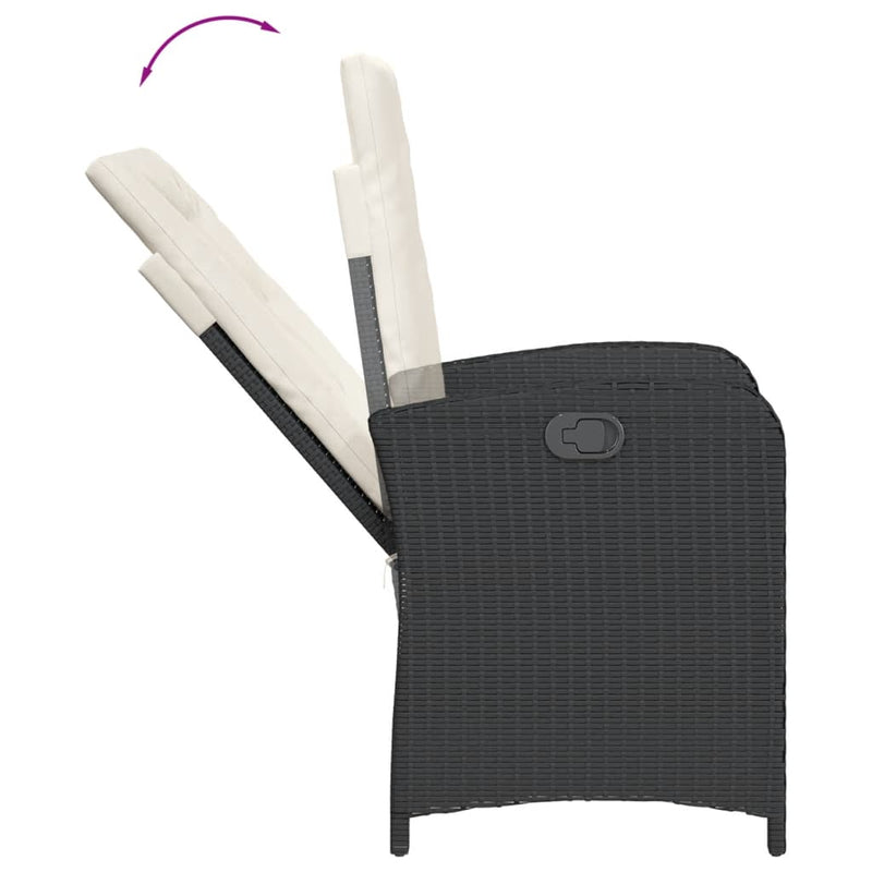 Set mobilier de grădină cu perne, 5 piese, negru, poliratan