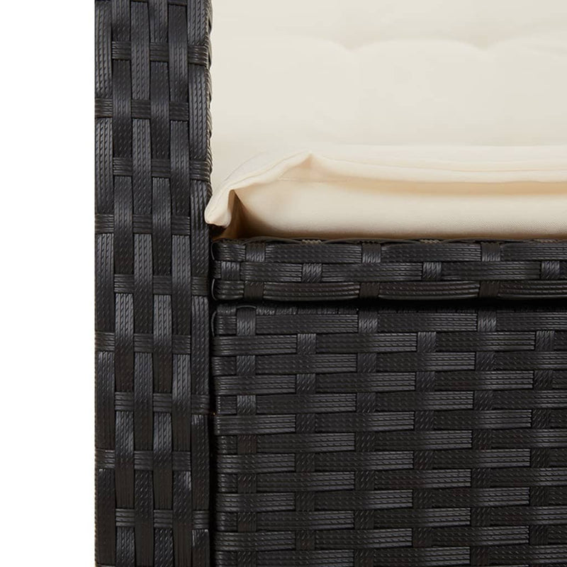 Set mobilier de grădină cu perne, 5 piese, negru, poliratan