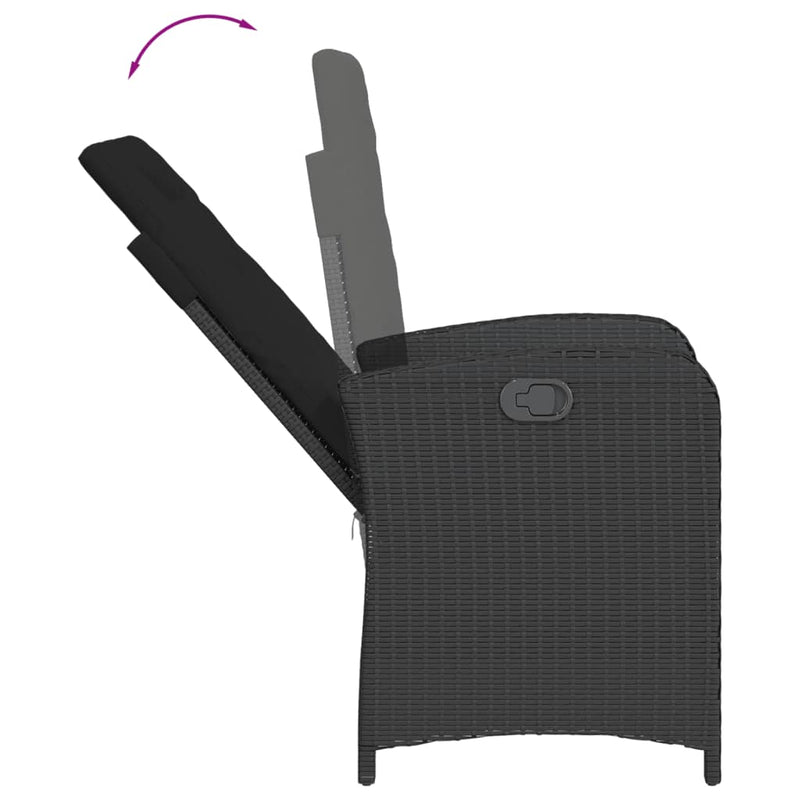 Set mobilier de grădină cu perne, 5 piese, negru, poliratan