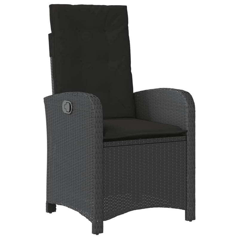 Set mobilier de grădină cu perne, 7 piese, negru, poliratan