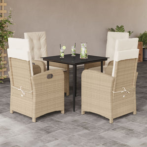 Set mobilier de grădină cu perne, 5 piese, bej, poliratan