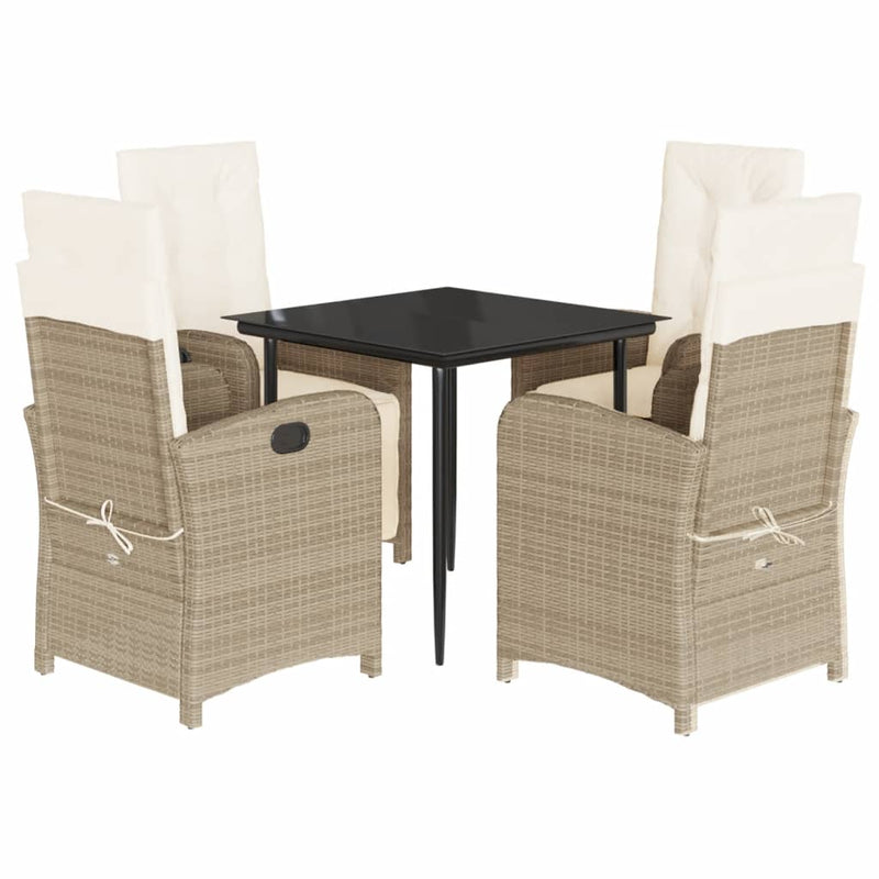 Set mobilier de grădină cu perne, 5 piese, bej, poliratan