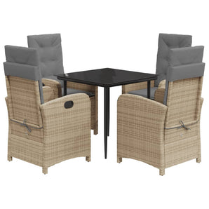 Set mobilier pentru grădină, 5 piese, cu perne, bej, poliratan