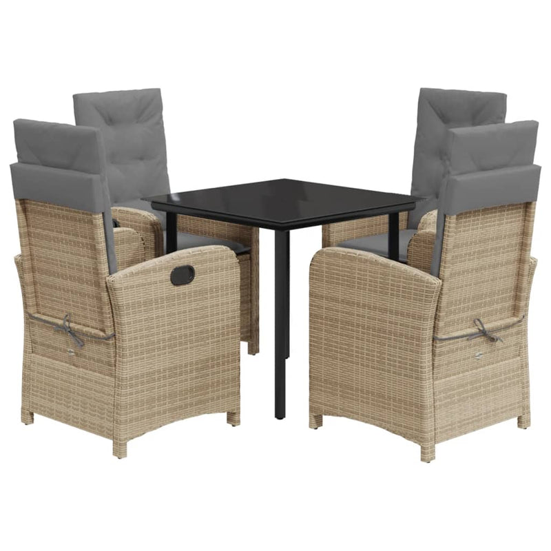 Set mobilier pentru grădină, 5 piese, cu perne, bej, poliratan