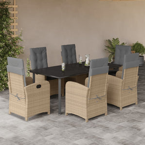 Set mobilier pentru grădină, 7 piese, cu perne, bej, poliratan