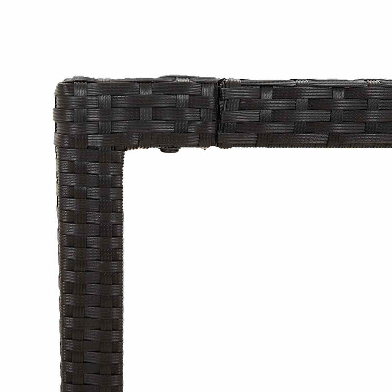 Set bistro cu perne, 3 piese, negru, poliratan