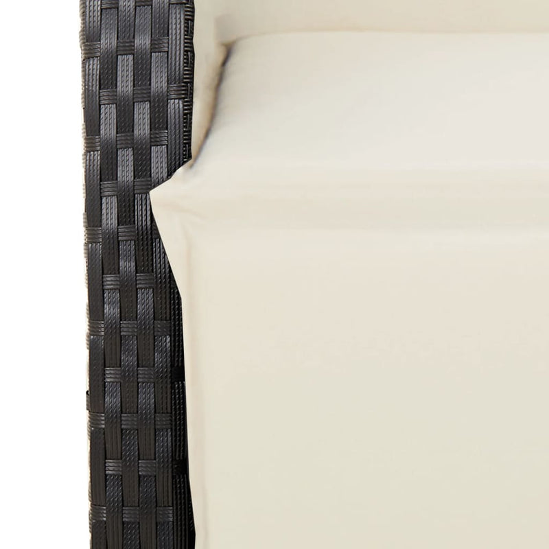 Set mobilier de grădină cu perne, 5 piese, negru, poliratan