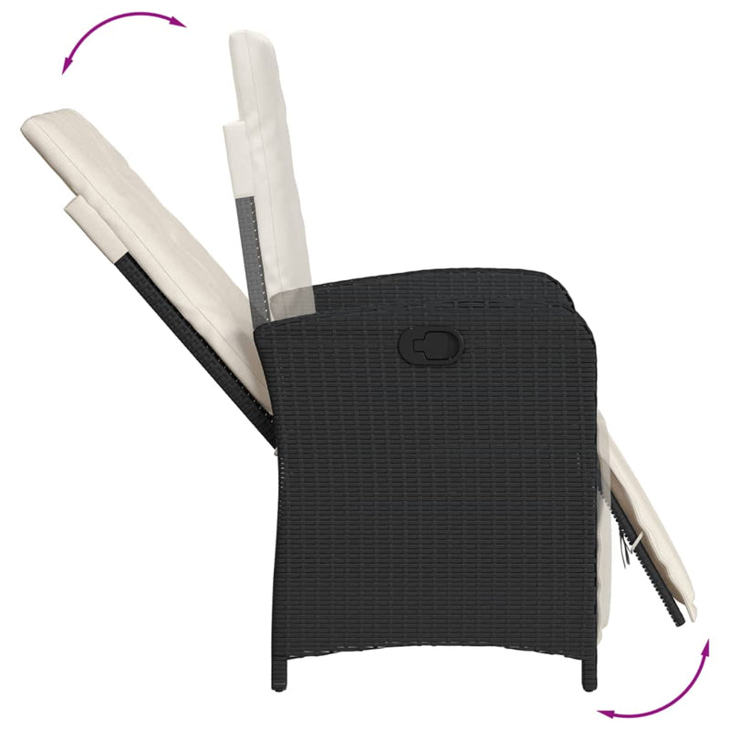 Set mobilier de grădină cu perne, 9 piese, negru, poliratan