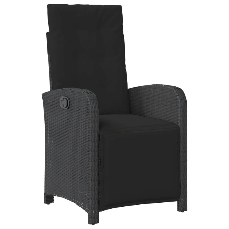 Set mobilier de grădină cu perne, 5 piese, negru, poliratan