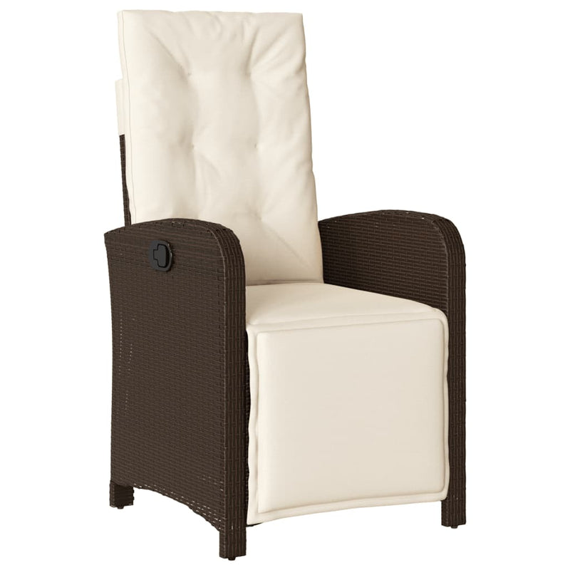 Set bistro cu perne, 3 piese, maro, poliratan