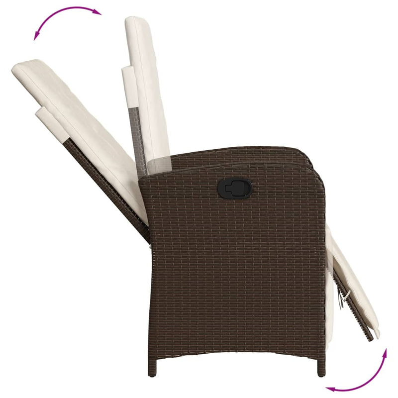 Set bistro cu perne, 3 piese, maro, poliratan