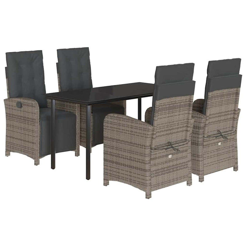 Set mobilier de grădină cu perne, 5 piese, gri, poliratan