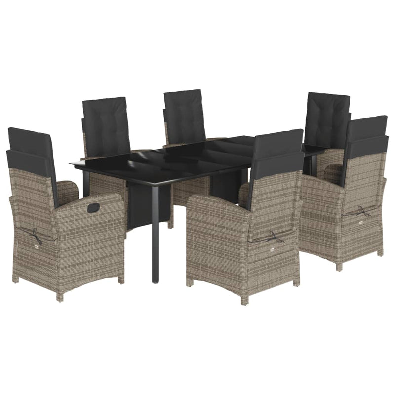 Set mobilier de grădină cu perne, 7 piese, gri, poliratan