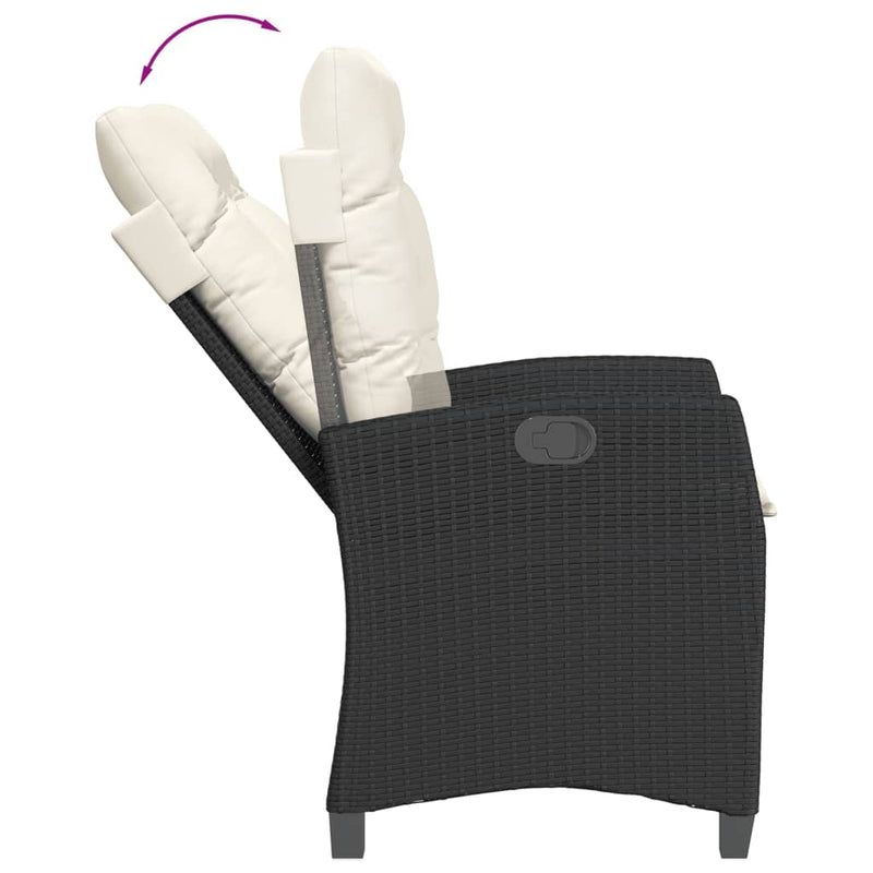 Set mobilier de grădină cu perne, 9 piese, negru, poliratan