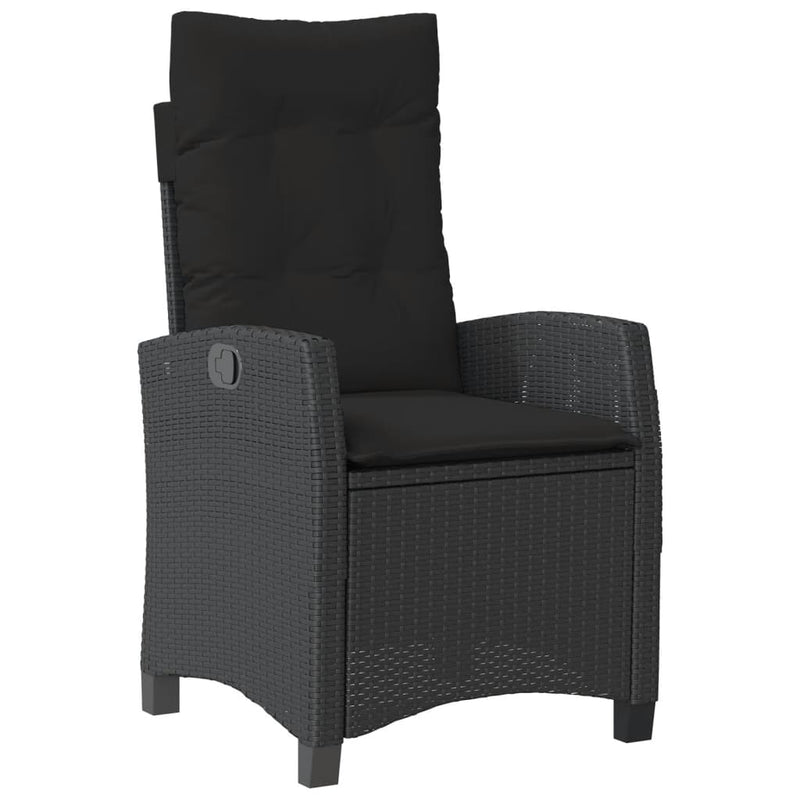 Set mobilier de grădină cu perne, 5 piese, negru, poliratan