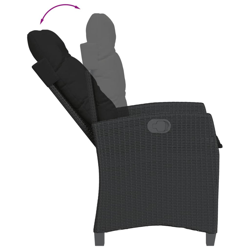 Set mobilier de grădină cu perne, 5 piese, negru, poliratan