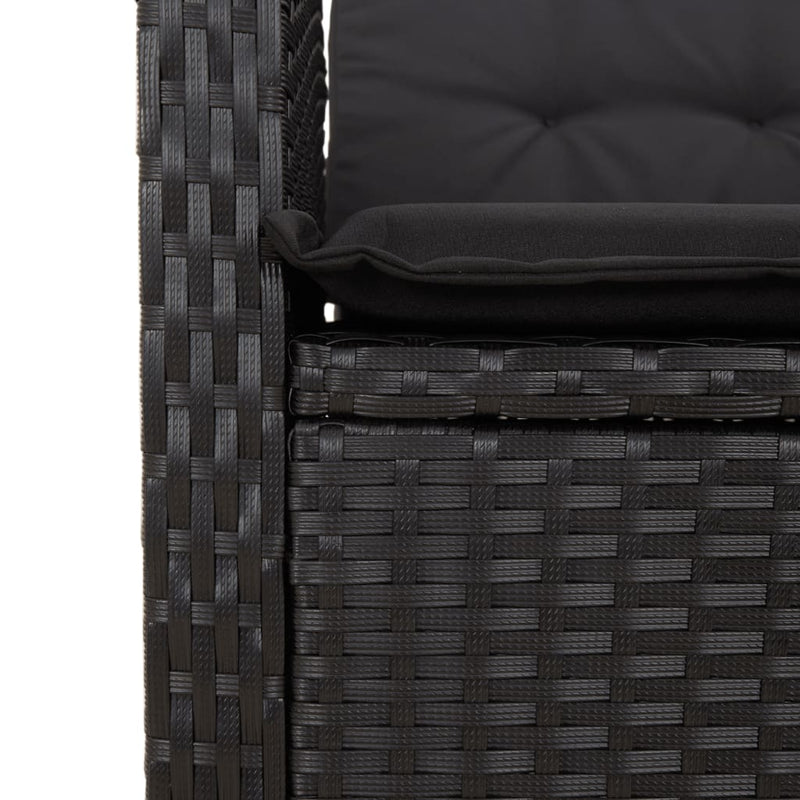 Set mobilier de grădină cu perne, 5 piese, negru, poliratan