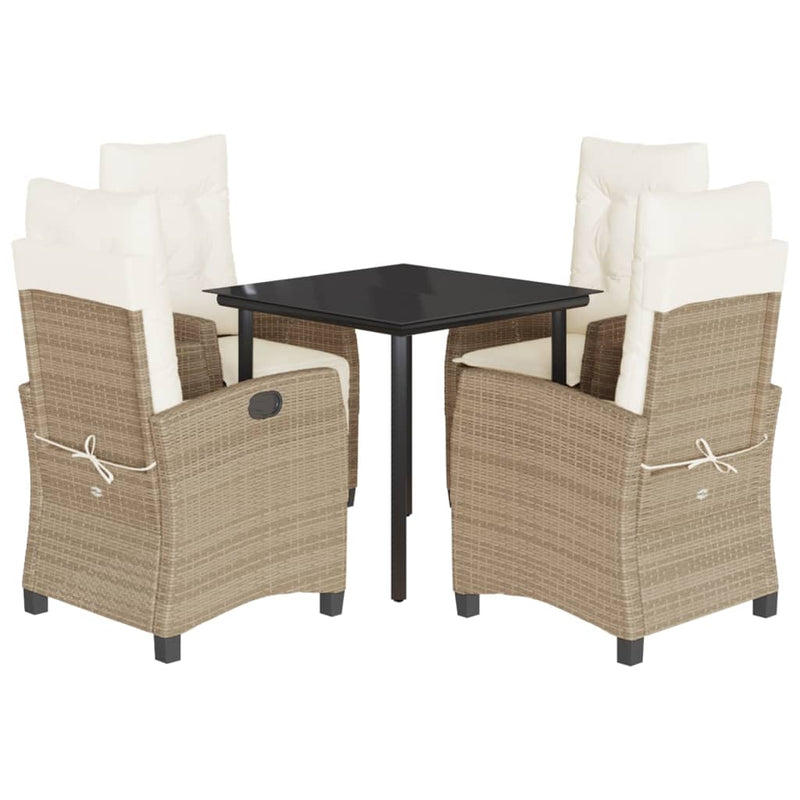 Set mobilier de grădină cu perne, 5 piese, bej, poliratan