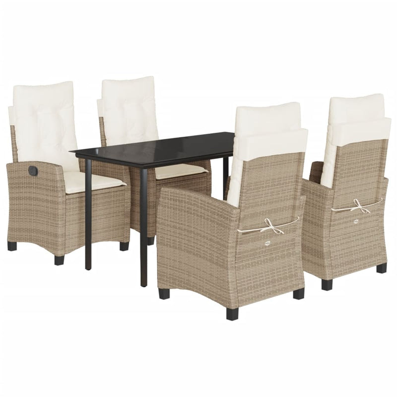 Set mobilier de grădină cu perne, 5 piese, bej, poliratan
