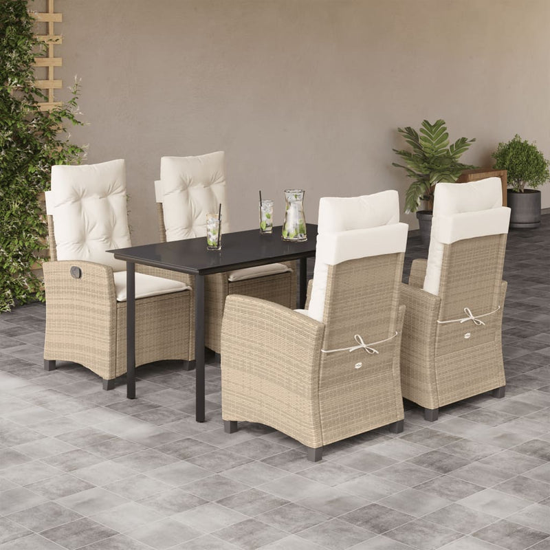 Set mobilier de grădină cu perne, 5 piese, bej, poliratan