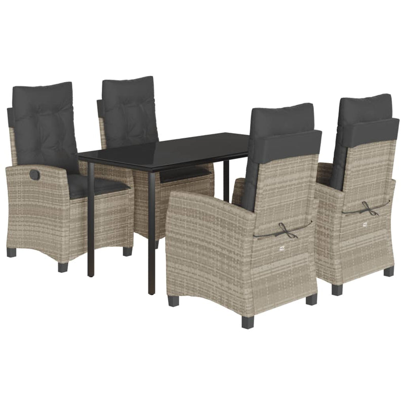 Set mobilier de grădină cu perne, 5 piese gri deschis poliratan