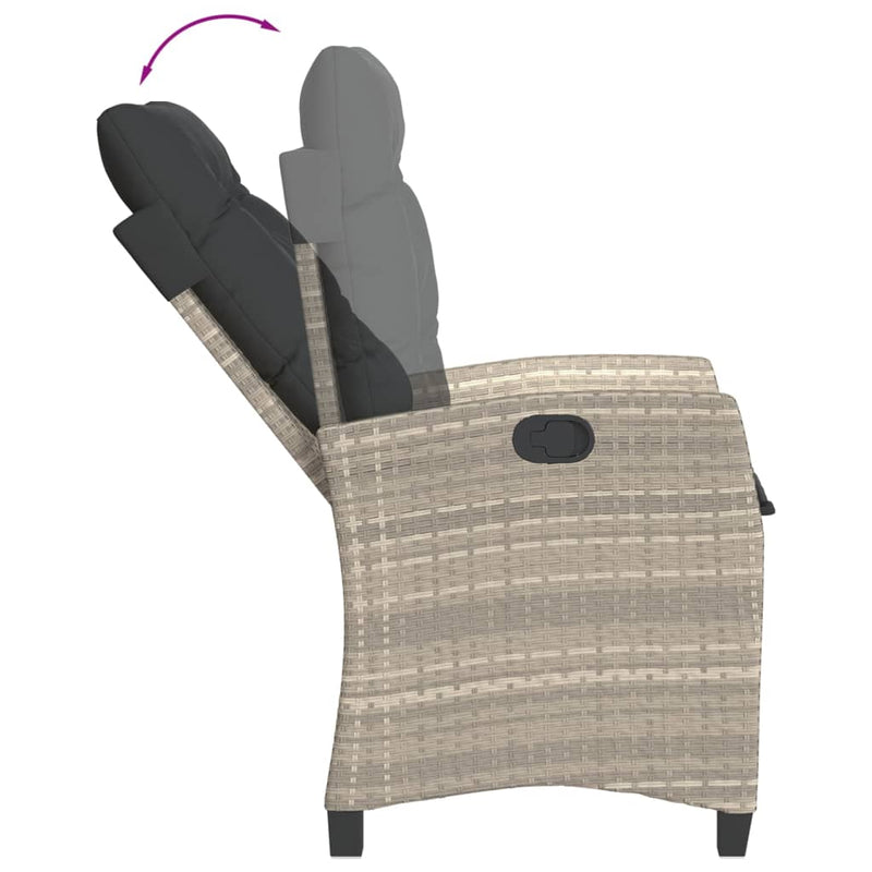Set mobilier de grădină cu perne, 5 piese gri deschis poliratan