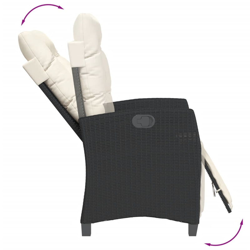 Set mobilier de grădină cu perne, 5 piese, negru, poliratan