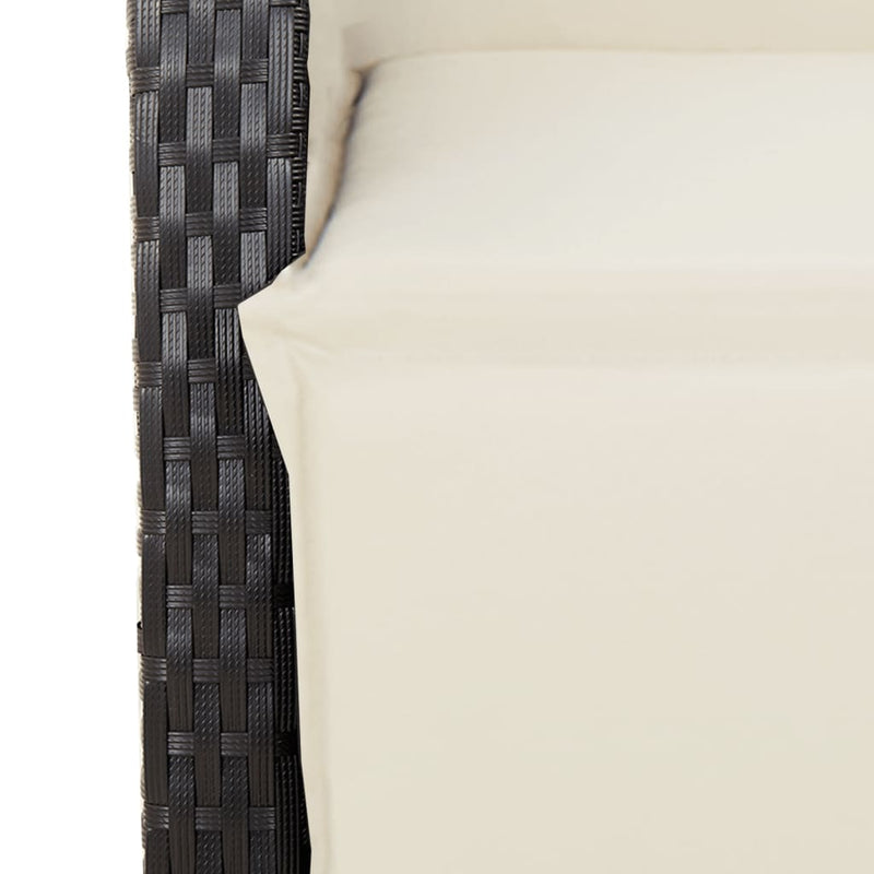 Set mobilier de grădină cu perne, 5 piese, negru, poliratan