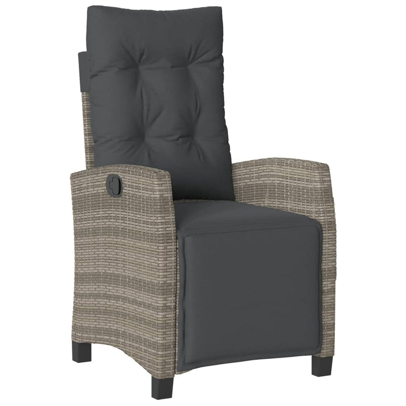 Set mobilier de grădină cu perne, 3 piese, gri, poliratan