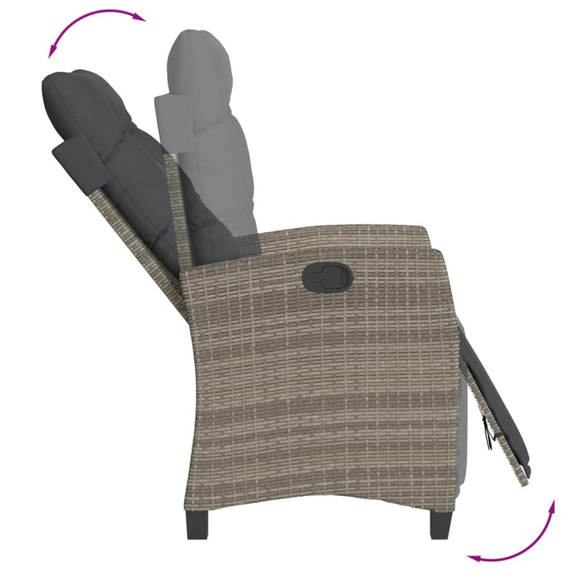 Set mobilier grădină cu perne, 9 piese, gri, poliratan
