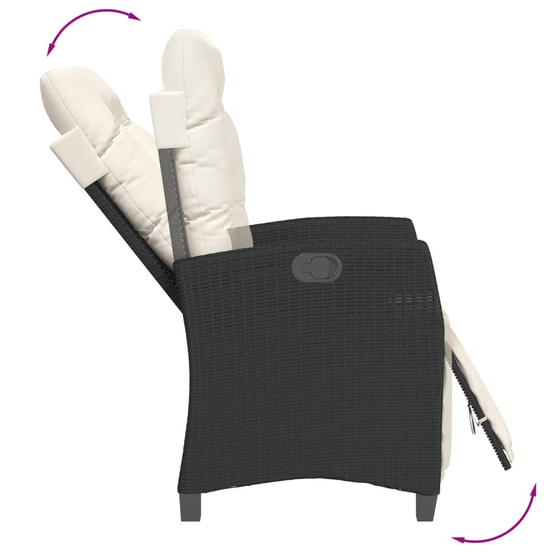 Set mobilier de grădină cu perne, 7 piese, negru, poliratan