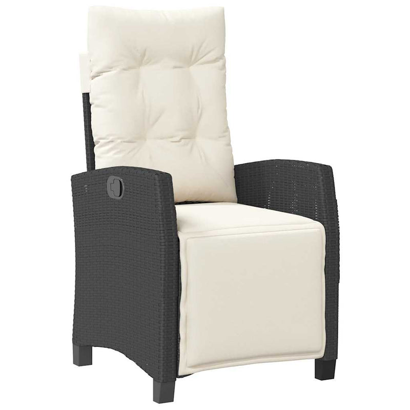 Set mobilier de grădină cu perne, 9 piese, negru, poliratan