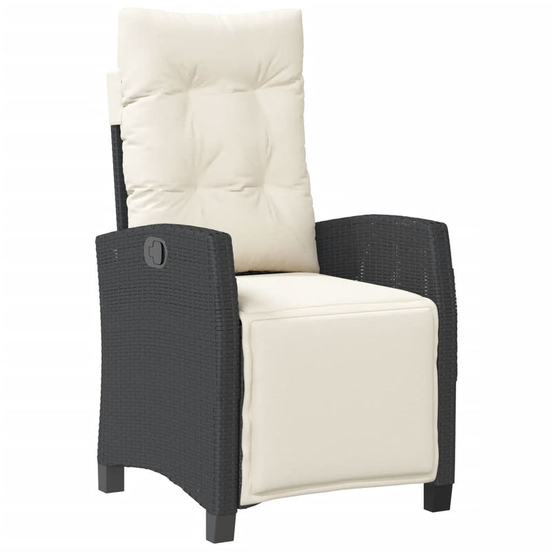 Set mobilier de grădină cu perne, 5 piese, negru, poliratan