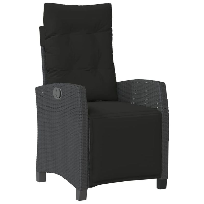 Set mobilier de grădină cu perne, 3 piese, negru, poliratan