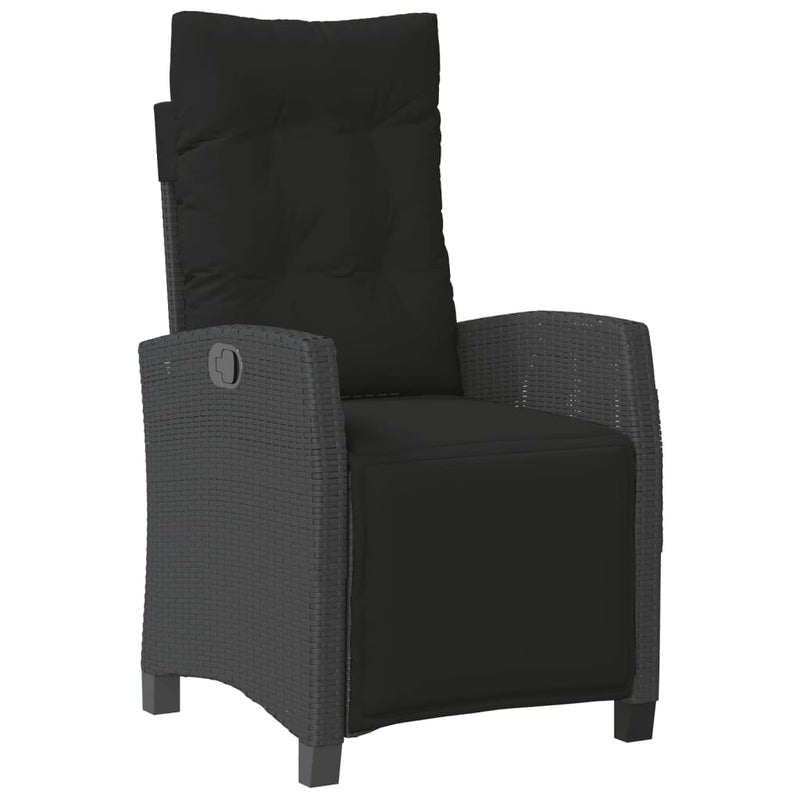 Set mobilier de grădină cu perne, 3 piese, negru, poliratan